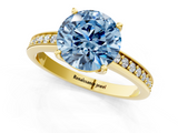 Yellow gold Fancy Blue Asscher  Solitaire Pavé Band Prong Setting Ring_1
