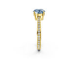 Yellow gold Fancy Blue Asscher  Solitaire Pavé Band Prong Setting Ring_2