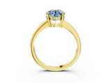 Yellow gold Fancy Blue Asscher  Solitaire Pavé Band Prong Setting Ring_3
