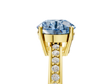 Yellow gold Fancy Blue Asscher  Solitaire Pavé Band Prong Setting Ring_5