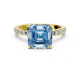 Yellow gold Fancy Blue Asscher  Solitaire Pavé Band with Four-Prong Setting_17