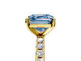 Yellow gold Fancy Blue Asscher  Solitaire Pavé Band with Four-Prong Setting_22