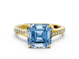 Yellow gold Fancy Blue Asscher  Solitaire Pavé Band with Four-Prong Setting_34