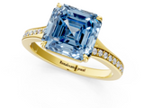 Yellow gold Fancy Blue Asscher  Solitaire Pavé Band with Four-Prong Setting_35