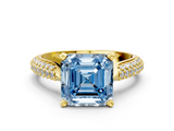 Yellow gold Fancy Blue Asscher  Solitaire Pavé Diamond Engagement Ring with Four-Prong Setting_17