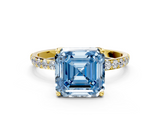 Yellow gold Fancy Blue Asscher  Solitaire Pavé Diamond Engagement Ring with Four-Prong Setting_18
