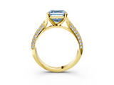 Yellow gold Fancy Blue Asscher  Solitaire Pavé Diamond Engagement Ring with Four-Prong Setting_20