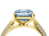 Yellow gold Fancy Blue Asscher  Solitaire Pavé Diamond Engagement Ring with Four-Prong Setting_21