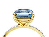 Yellow gold Fancy Blue Asscher  Solitaire Pavé Diamond Engagement Ring with Four-Prong Setting_22