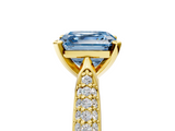 Yellow gold Fancy Blue Asscher  Solitaire Pavé Diamond Engagement Ring with Four-Prong Setting_22
