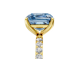 Yellow gold Fancy Blue Asscher  Solitaire Pavé Diamond Engagement Ring with Four-Prong Setting_23