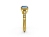 Yellow gold Fancy Blue Asscher  Solitaire Pavé Diamond Milgrain Engagement Ring with Four-Prong Setting_2