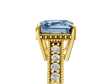 Yellow gold Fancy Blue Asscher  Solitaire Pavé Diamond Milgrain Engagement Ring with Four-Prong Setting_5