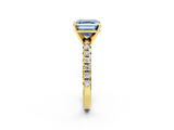 Yellow gold Fancy Blue Asscher  Solitaire Pave Diamond Engagement Ring with Four-Prong Setting_2