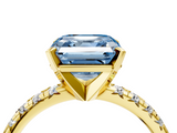 Yellow gold Fancy Blue Asscher  Solitaire Pave Diamond Engagement Ring with Four-Prong Setting_4