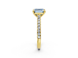 Yellow gold Fancy Blue Asscher  Solitaire Pave Diamond Engagement Ring with Prong Setting_2
