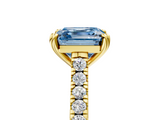 Yellow gold Fancy Blue Asscher  Solitaire Pave Diamond Engagement Ring with Prong Setting_5