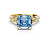 Yellow gold Fancy Blue Asscher  Solitaire Pave Split Shank Engagement Ring with Six-Prong Setting_16