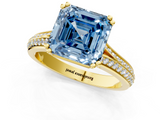 Yellow gold Fancy Blue Asscher  Solitaire Pave Split Shank Engagement Ring with Six-Prong Setting_17