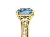 Yellow gold Fancy Blue Asscher  Solitaire Pave Split Shank Engagement Ring with Six-Prong Setting_21