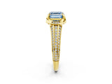 Yellow gold Fancy Blue Asscher  Solitaire Pave Split Shank Ring with Four-Prong Setting_71