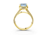 Yellow gold Fancy Blue Asscher  Solitaire Pave Split Shank Ring with Four-Prong Setting_72