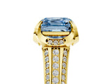 Yellow gold Fancy Blue Asscher  Solitaire Pave Split Shank Ring with Four-Prong Setting_74