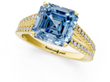 Yellow gold Fancy Blue Asscher  Solitaire Split Shank Pavé Diamond Engagement Ring_34