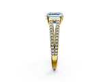 Yellow gold Fancy Blue Asscher  Solitaire Split Shank Pavé Diamond Engagement Ring_35