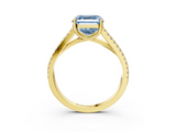 Yellow gold Fancy Blue Asscher  Solitaire Split Shank Pavé Diamond Engagement Ring_36