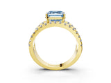 Yellow gold Fancy Blue Asscher  Solitaire Split Shank Pave Diamond Ring_44