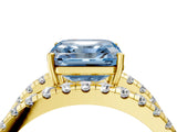 Yellow gold Fancy Blue Asscher  Solitaire Split Shank Pave Diamond Ring_45