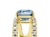 Yellow gold Fancy Blue Asscher  Solitaire Split Shank Pave Diamond Ring_46