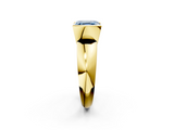 Yellow gold Fancy Blue Asscher  Solitaire Tension Set Diamond Ring with Wide Band_36