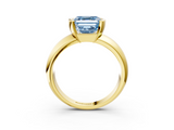 Yellow gold Fancy Blue Asscher  Solitaire Tension Set Diamond Ring with Wide Band_37