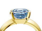 Yellow gold Fancy Blue Asscher  Solitaire Tension Set Diamond Ring with Wide Band_38