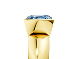 Yellow gold Fancy Blue Asscher  Solitaire Tension Set Diamond Ring with Wide Band_39