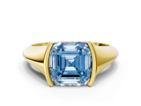 Yellow gold Fancy Blue Asscher  Solitaire Tension Set Diamond Ring_53