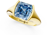 Yellow gold Fancy Blue Asscher  Solitaire Tension Set Diamond Ring_54
