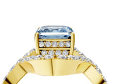 Yellow gold Fancy Blue Asscher  Solitaire Twist Band Pavé Diamond Engagement Ring_19