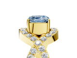 Yellow gold Fancy Blue Asscher  Solitaire Twist Band Pavé Diamond Engagement Ring_20