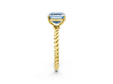 Yellow gold Fancy Blue Asscher  Solitaire Twist Band Ring with Four-Prong Setting_84