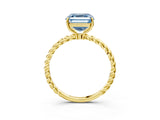 Yellow gold Fancy Blue Asscher  Solitaire Twist Band Ring with Four-Prong Setting_85