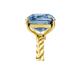 Yellow gold Fancy Blue Asscher  Solitaire Twist Band Ring with Four-Prong Setting_87