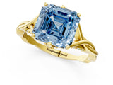 Yellow gold Fancy Blue Asscher  Solitaire Twist Band Six-Prong Setting 2