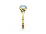 Yellow gold Fancy Blue Asscher  Solitaire Twist Band Six-Prong Setting 3