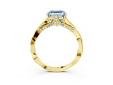 Yellow gold Fancy Blue Asscher  Solitaire Twist Band Six-Prong Setting 4