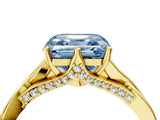 Yellow gold Fancy Blue Asscher  Solitaire Twist Band Six-Prong Setting 5