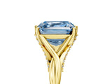 Yellow gold Fancy Blue Asscher  Solitaire Twist Band Six-Prong Setting