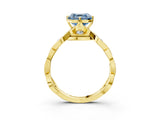 Yellow gold Fancy Blue Asscher  Solitaire Twist Band with Leaf Prong Setting_29